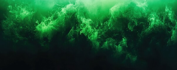 Obraz premium Mysterious green abstract wave patterns in darkness.