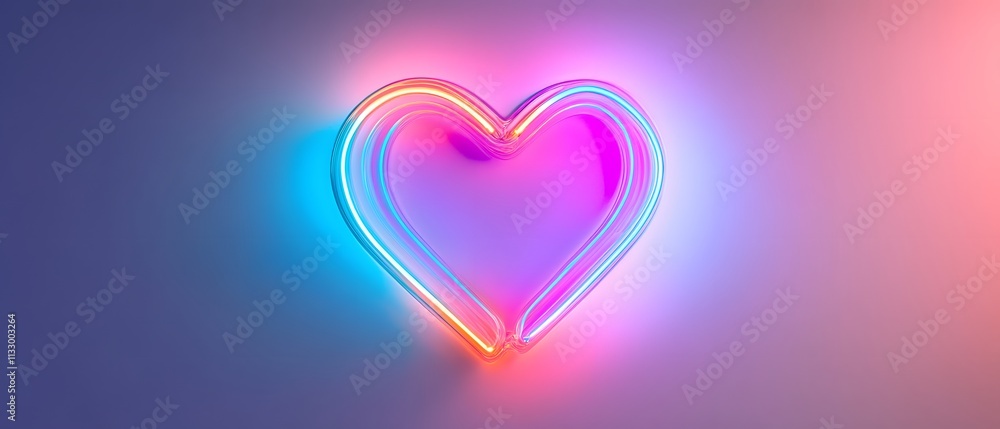 Poster vibrant neon heart shape in bright colors with glowing effects on soft background ideal for conceptu