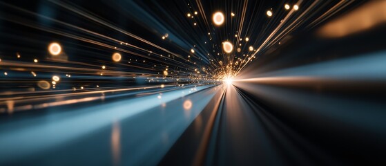 Golden sparks of light shoot across a dark background, creating a dynamic scene reminiscent of speed and motion.