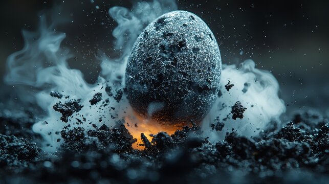 Abstract exploding planet in space