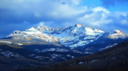 snow-capped mountains, majestic peaks, winter landscape