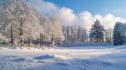 Obraz premium snowy landscape, winter scenery, serene snow-covered terrain