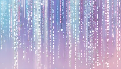 abstract animation of binary code cascading down like digital rain, representing data insights, pastel hues