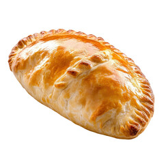 Golden baked pastry filled with savory ingredients.. transparent background