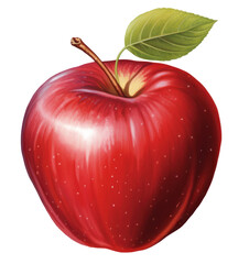 Red apple drawing on transparent background in PNG format, perfect for design, illustration and creative