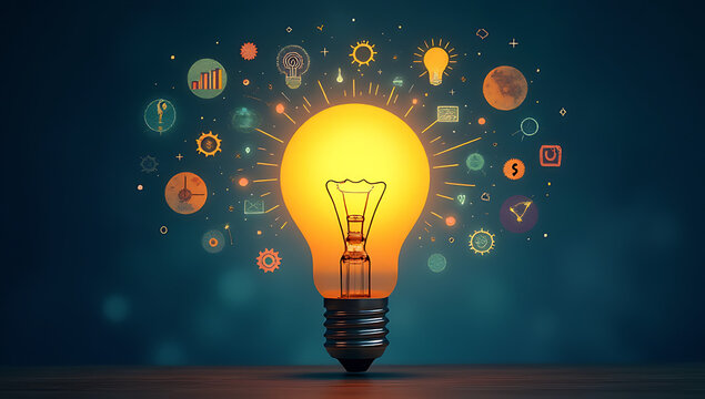 lightbulb iconizes forward thinking by depicting innovative concepts leading into a futuristic vision of growth and progress up to the year 2025._00001_