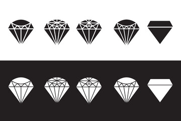diamond icon black and white vector outline sign