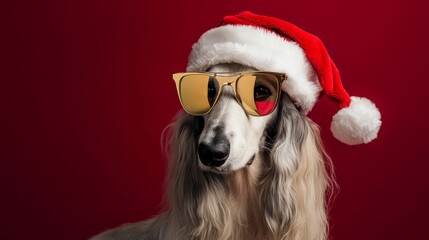 A luxurious Afghan Hound with golden holiday decorations
A lively Border Collie adorned with trendy holiday accessories
A glamorous Shih Tzu adorned with diamond-studded glasses and a festive look
A g