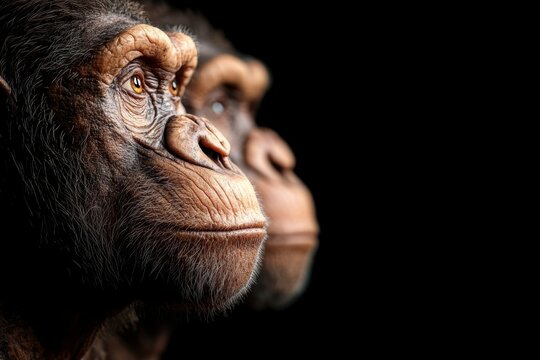 A 3D-rendered timeline of human evolution with highly detailed models of early hominids and modern humans