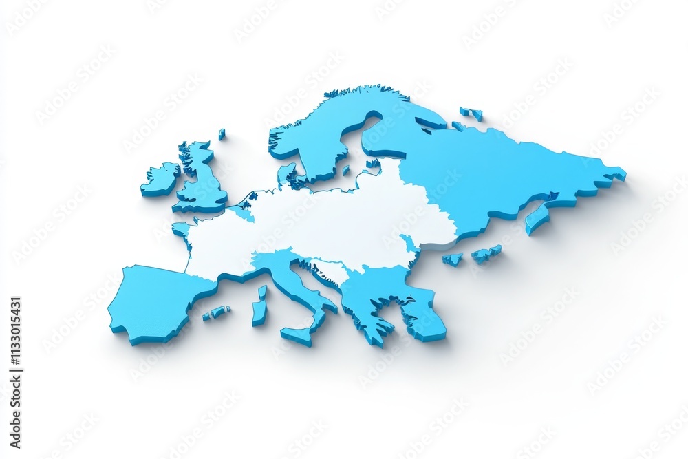 Poster a clean, simple outline of europe with country borders lightly marked, set on a plain white backgrou