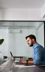 Busy professional business man company employee, young male worker software developer, Latin...