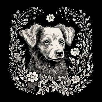 Dog Churrigueresque Plants Print ASCII Art Webcomic for T-Shirts