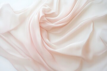 Fototapeta premium Light pink chiffon fabric draped elegantly on white background
