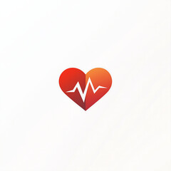 modern icon featuring a red heart with a dynamic white cardiogram