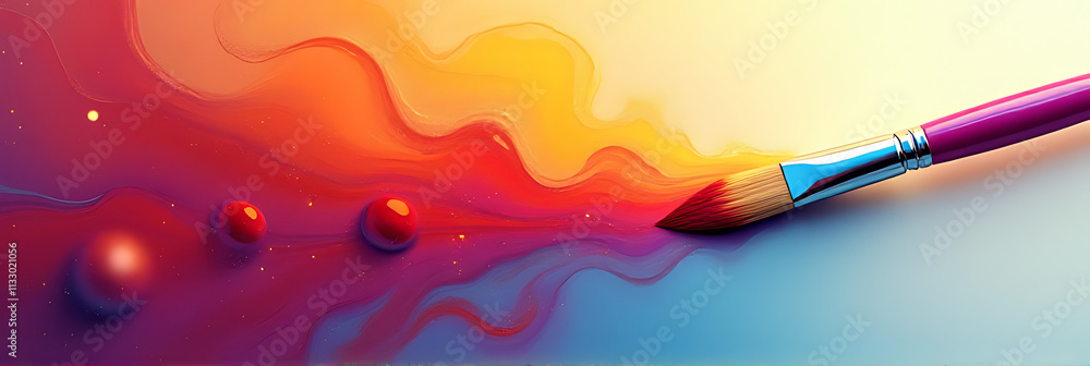 Aufkleber design a paintbrush with a colorful background to create innovative concepts for banners or digital 