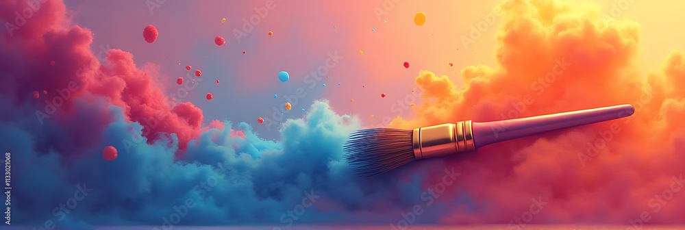 Aufkleber design a paintbrush with a colorful background to create innovative concepts for banners or digital 