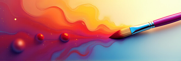 Fototapeta premium Design a paintbrush with a colorful background to create innovative concepts for banners or digital cover art designs easily._00002_