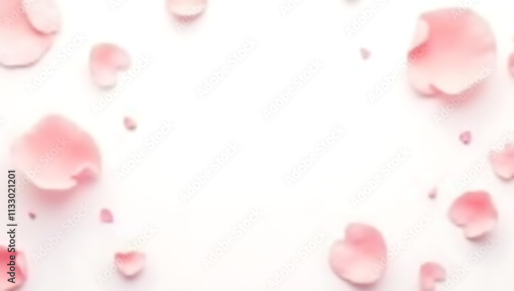Aufkleber delicate rose petals adorn a clean white background with plenty of empty space for text and other de