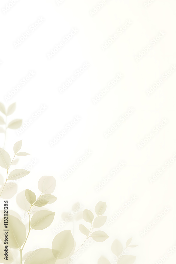 Poster Delicate leaf patterns on a clean white background evoke a sense of serenity and natural beauty in presentation design concepts._00002_
