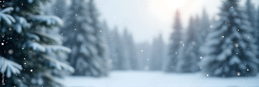 Aufkleber concepts of winter christmas backgrounds feature a gentle snowfall over a blurred image of a serene 