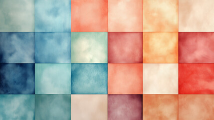 Fototapeta premium Colorful checkered pattern, retro geometric design, vibrant tones