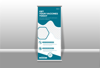 Corporate rollup banner template, advertisement, pull up, polygon background, vector illustration, business flyer, and display banner for your Corporate business, company, advertisement, pull up, vect