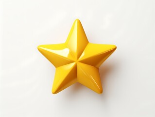 3d illustration of a yellow star shining on white background