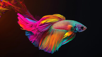 Fototapeta premium A fish with different colors against black background.