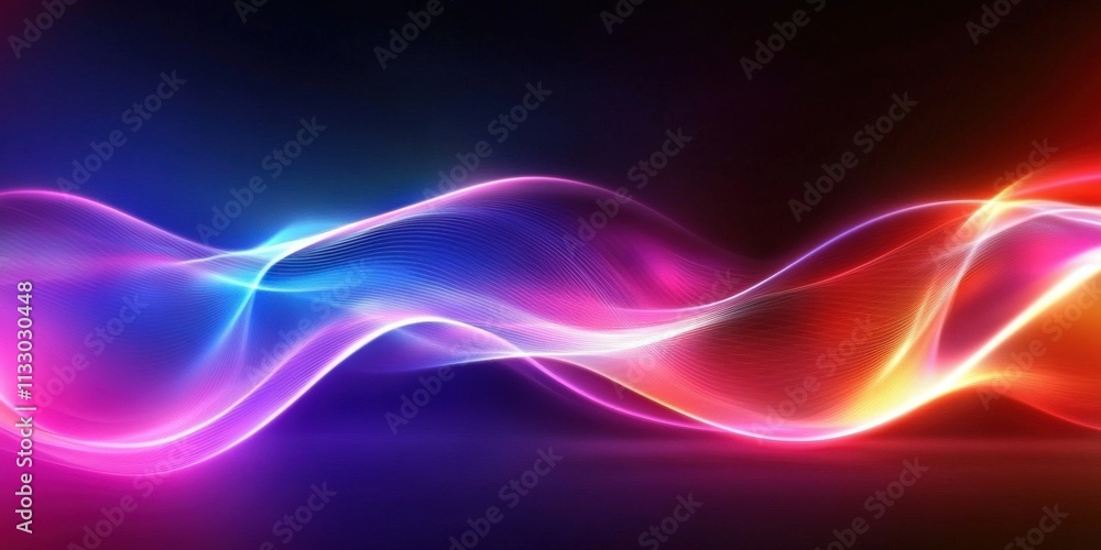 Aufkleber an abstract background featuring wave-like shapes illuminated by light.