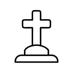 Obraz premium white cross grave marker icon, memorial day line art, memorial day icon - simple black line art icon of white cross grave marker, for memorial day celebrations memorial day vector art.