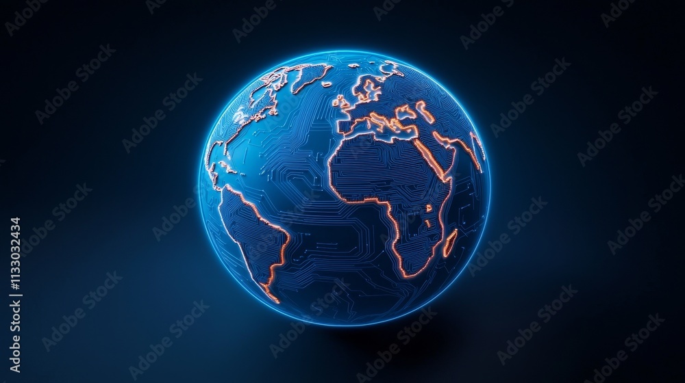 Aufkleber earth represented digitally with interconnected data streams highlighting global iot infrastructure.