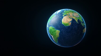 Fototapeta premium This digital representation of the earth emphasizes the interconnected global IoT infrastructure.