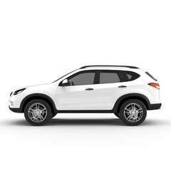 Obraz premium Sleek White SUV Isolated on Pristine Background. Side Perspective of a Modern Crossover Utility Vehicle in Three-Dimensional Rendering