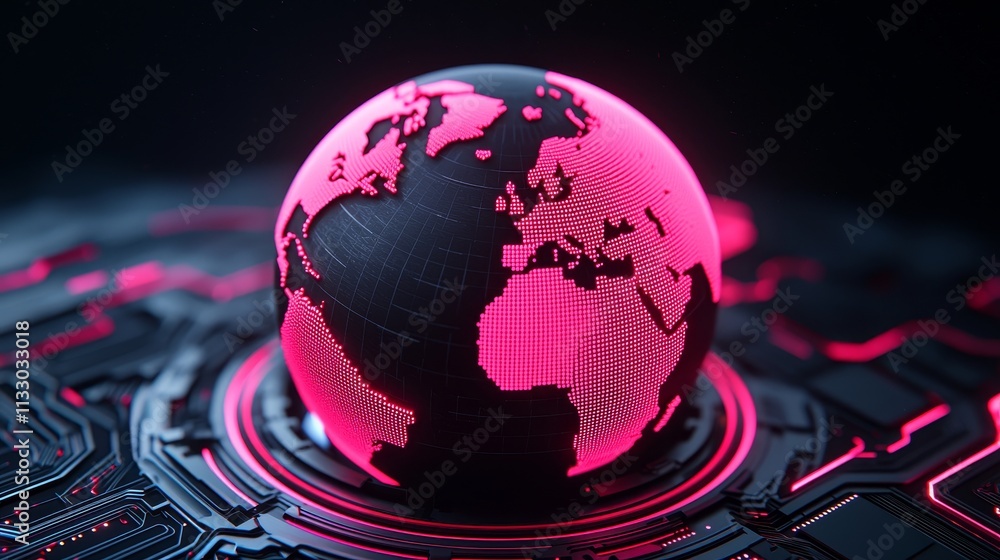 Aufkleber the digital globe symbolizes the global internet of things and technological connectivity through in