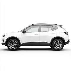 Fototapeta premium Three-Dimensional White SUV on Bright Background. Generic Crossover Automobile in Side View