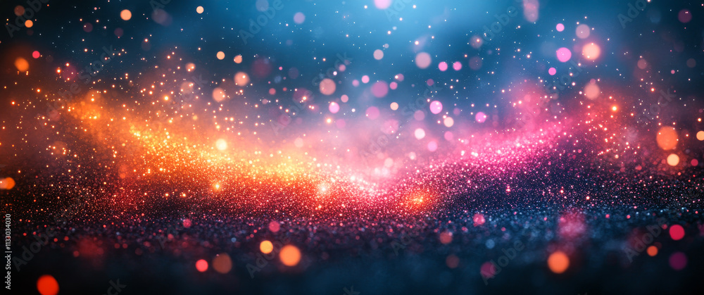 Poster vibrant abstract light patterns in space. vibrant particles create a stunning visual effect, resembl