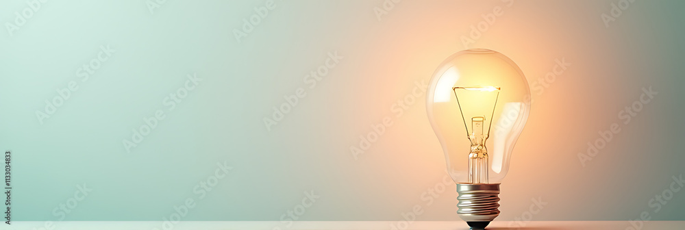 Poster brainstorming business solutions and creative planning ideas with a lightbulb concept on a soft past