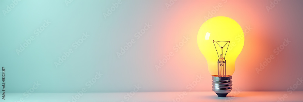 Aufkleber brainstorming business solutions and creative planning ideas with a lightbulb concept on a soft past