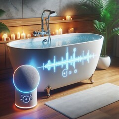 Voice Controlled Bathtub Speaker A bathtub speaker with voice co