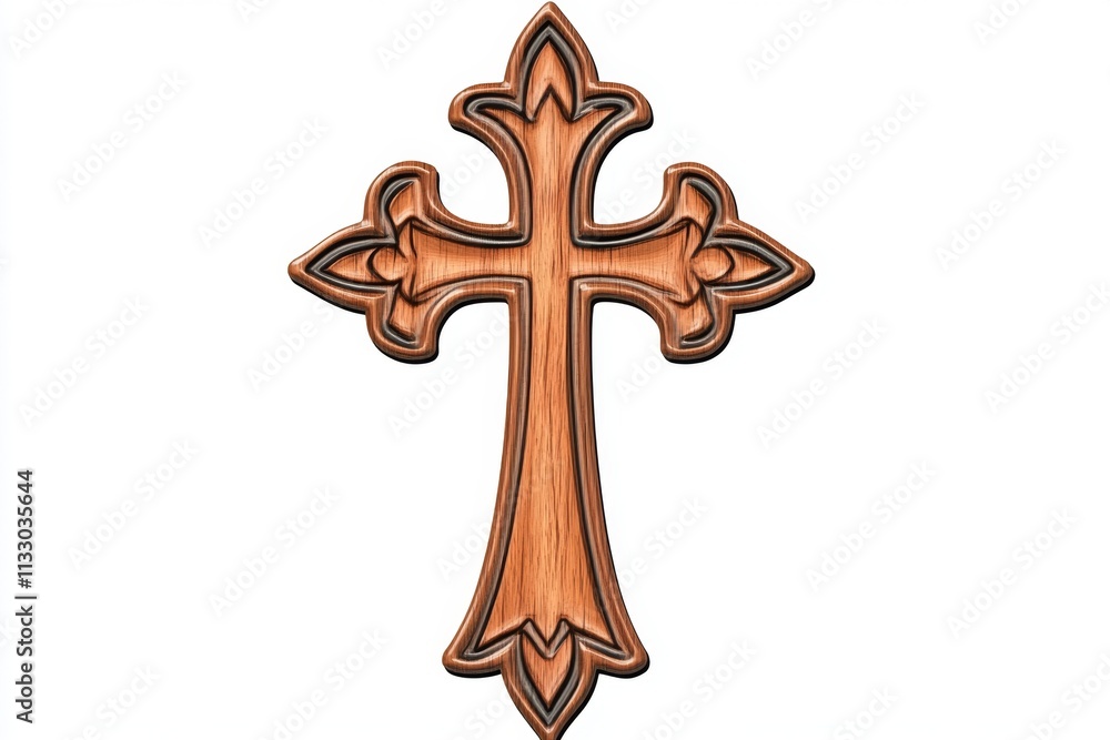Aufkleber A minimalist representation of an Ethiopian cross, drawn with clean lines and geometric patterns, centered on a white background