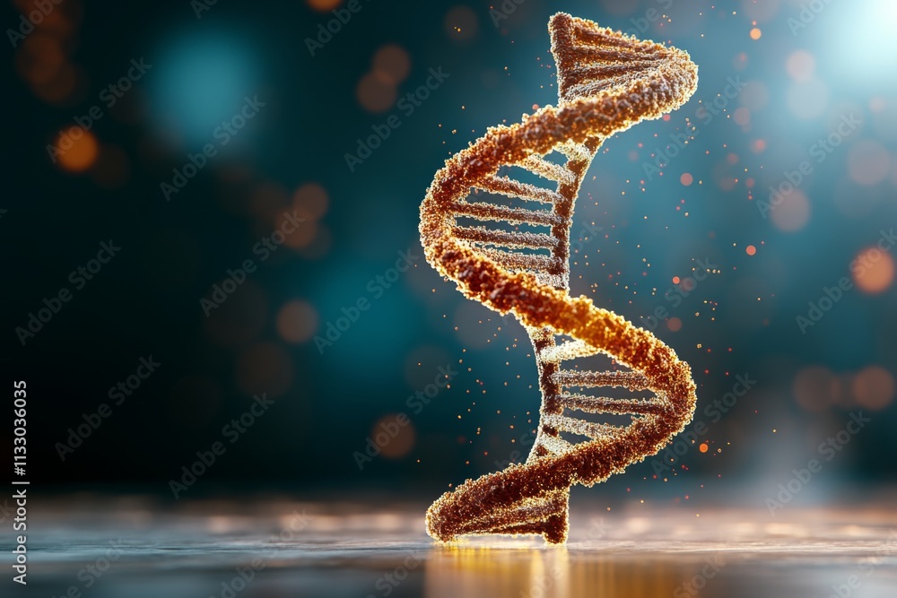 Poster A modern laboratory with scientists examining 3D holograms of DNA strands evolving over time