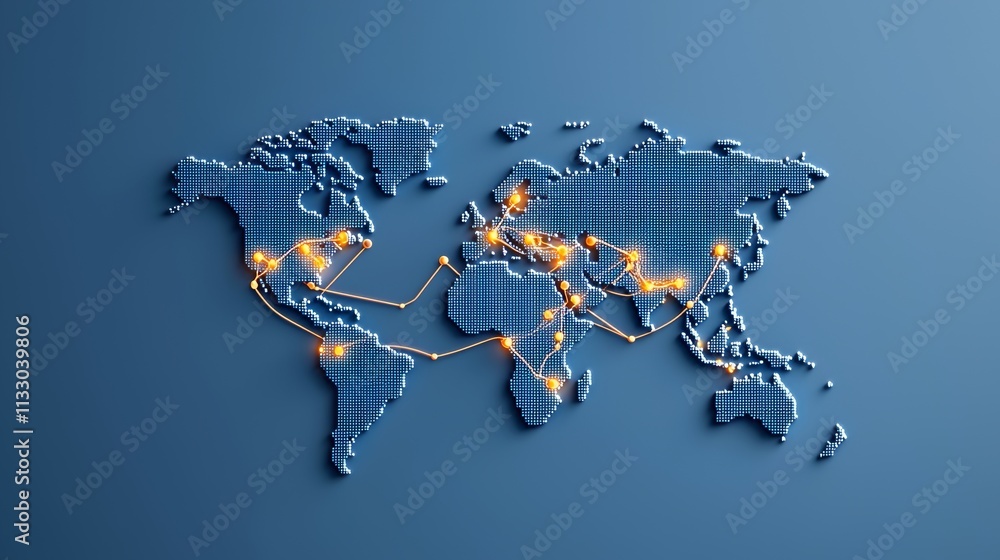 Aufkleber nodes representing data transfer and communication make up a digital network.