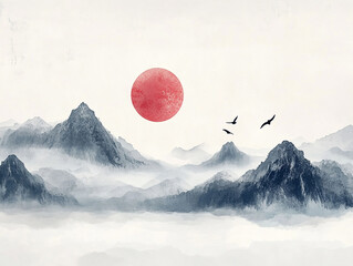 	
Ink painting, ink flowers, Chinese landscape painting