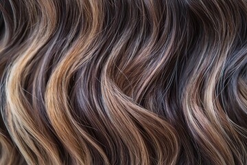Fototapeta premium Wavy Brown Blonde Hair Texture Background Closeup