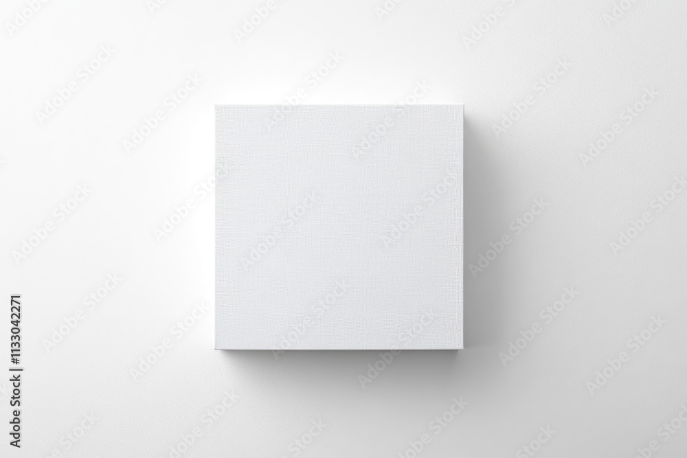 Poster empty square container. top perspective of a blank white box on a clean background with clipping pat