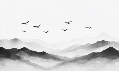 	
Ink painting, ink flowers, Chinese landscape painting