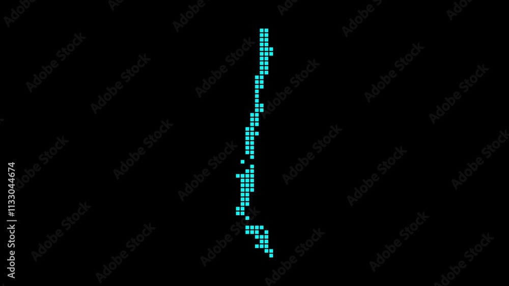 Poster chile digital map. map of chile in dotted style. shape of the country filled with rectangles. creati