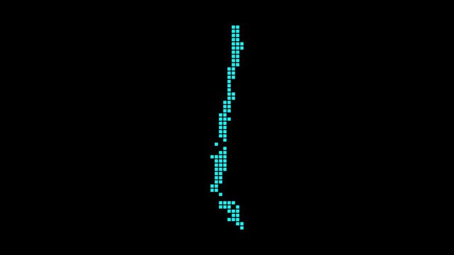 Chile digital map. Map of Chile in dotted style. Shape of the country filled with rectangles. Creative video.