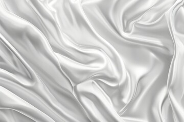 Fototapeta premium Glossy white satin fabric folds. Detailed photo textured background