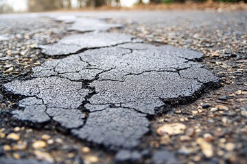 Obraz premium Cracked Asphalt Road Surface Damaged Pavement Texture